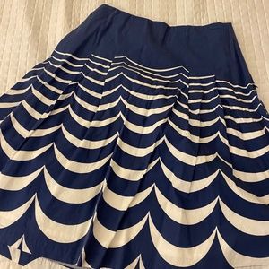 Blue and white striped Boden midi skirt